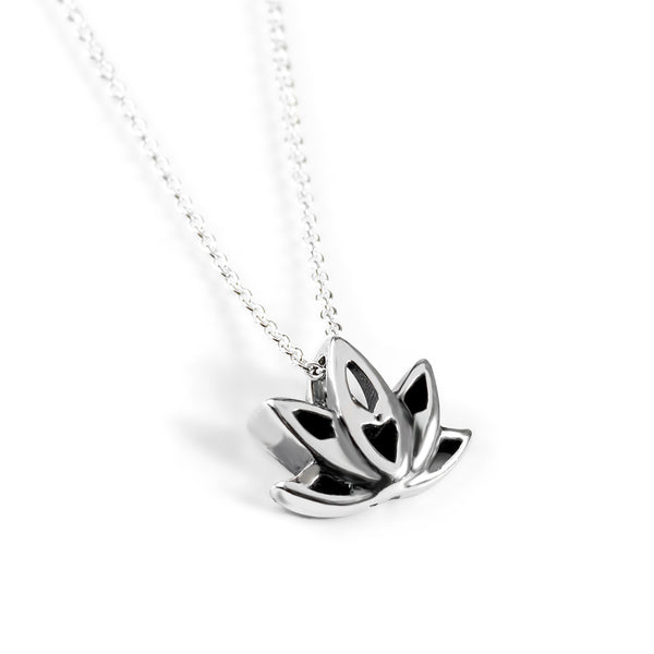 Miniature Lotus Flower Necklace in Silver