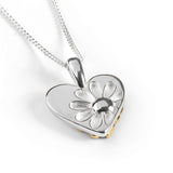 Flower Heart Necklace in Silver & 18ct Gold Vermeil