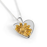 Flower Heart Necklace in Silver & 18ct Gold Vermeil