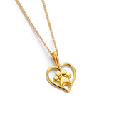 Paw Print Heart Necklace in Silver