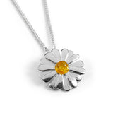 Daisy Necklace in Silver and Yellow Amber
