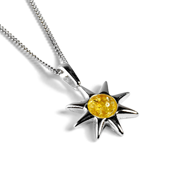 1/4 CT TW Diamond Sun Pendant Necklace in 925 Sterling Silver Yellow G –  Fifth and Fine
