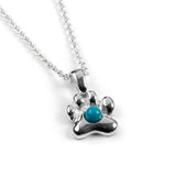 Paw Print Necklace in Silver and Turquoise