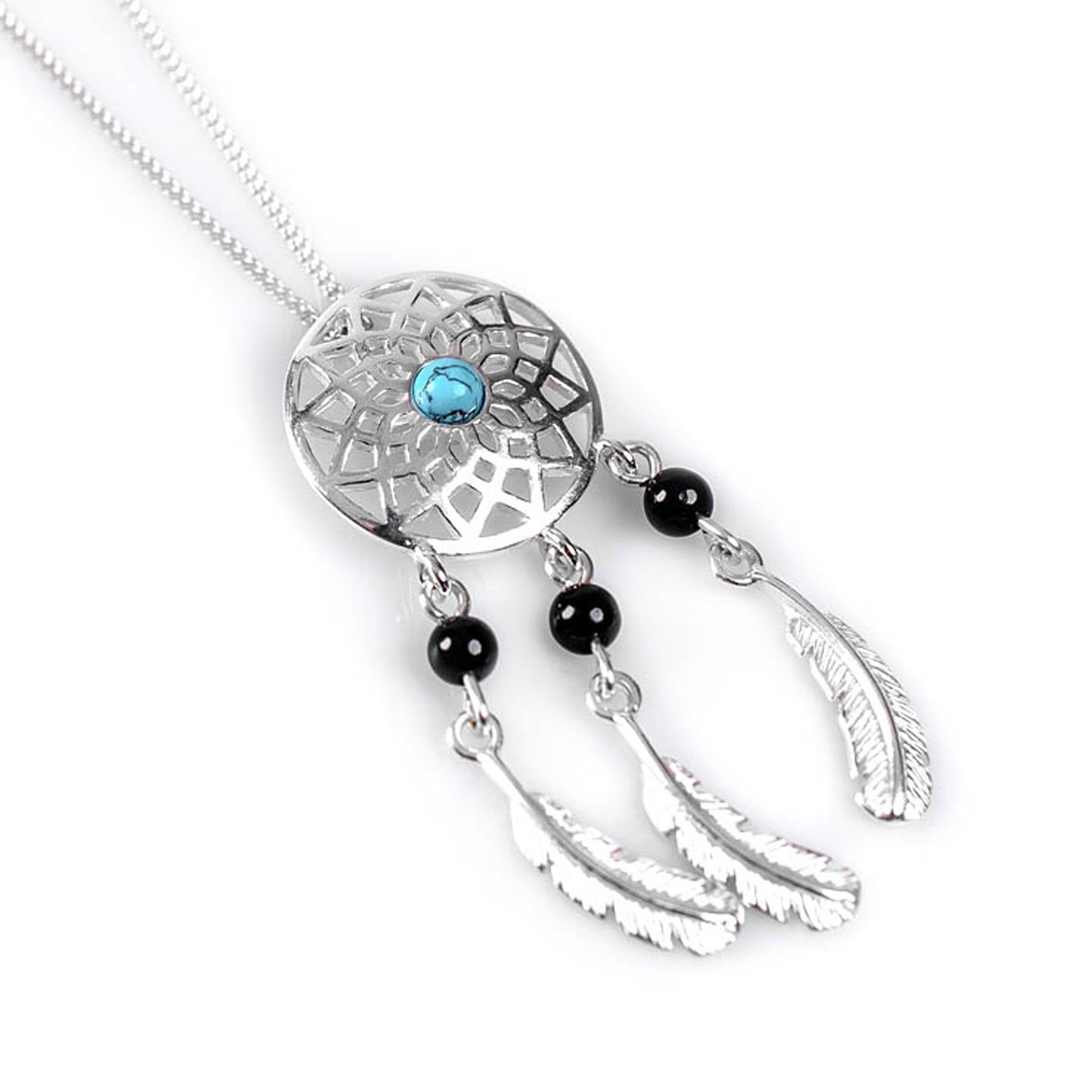 Dreamcatcher Necklace Silver Onyx