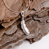 Miniature Bird Feather Necklace in Silver