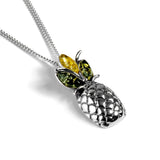 Pineapple Necklace in Silver and Amber