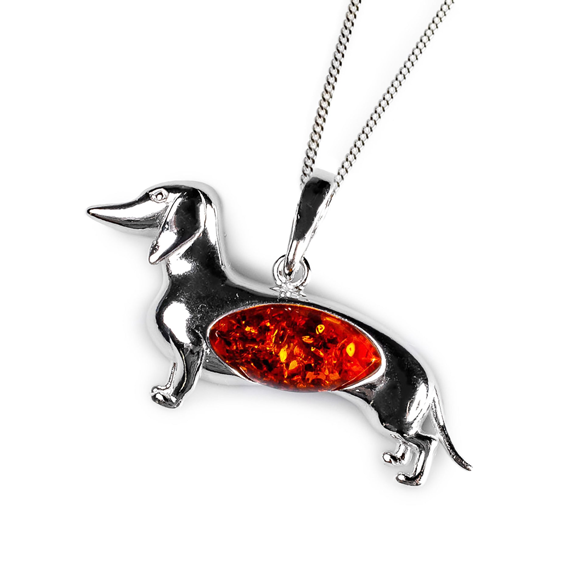 Dachshund Sausage Dog Necklace Amber