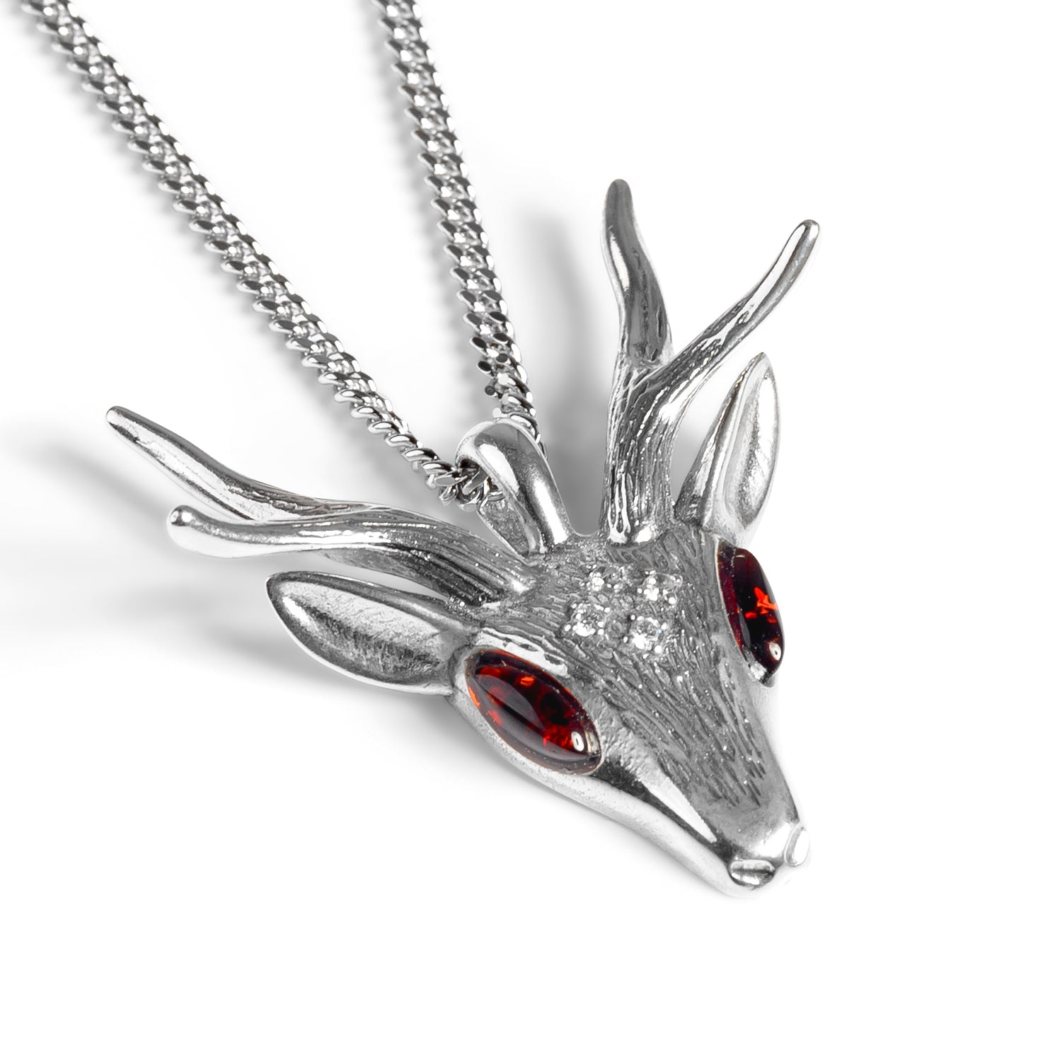 Large Stag Head Necklace Amber
