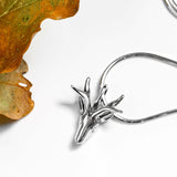 Miniature Stag Head Necklace in Silver
