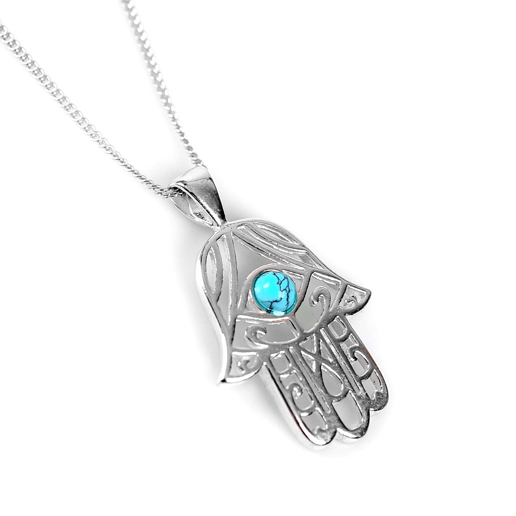 Hamsa Hand Necklace Silver