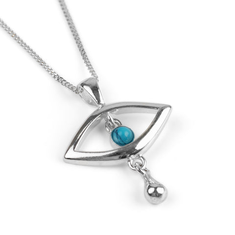 Evil Eye Necklace in Silver and Turquoise