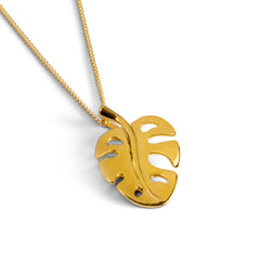 Split Leaf Palm Necklace in Silver with 24ct Gold