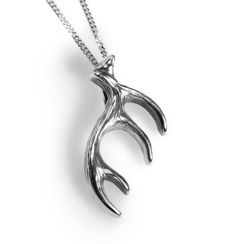 Stag Antler Necklace in Silver