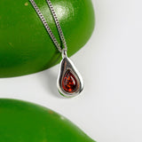 Avocado Necklace in Silver and Cognac Amber