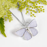 Common Blue Butterfly Necklace in Silver and Blue Lace Agate