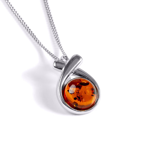 Sealed With A Kiss Necklace in Silver and Cognac Amber
