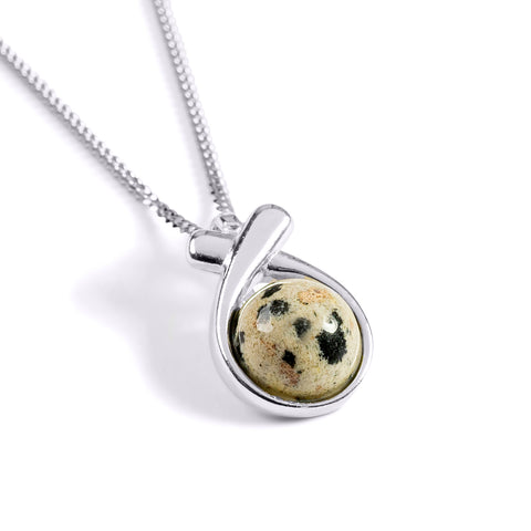 Sealed With A Kiss Necklace in Silver and Dalmatian Jasper
