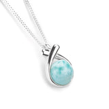Sealed With A Kiss Necklace in Silver with 24ct Gold and Larimar