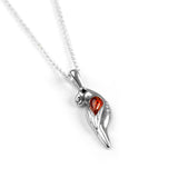 Miniature Parrot Necklace in Amber & Silver