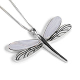 Dragonfly Necklace in Silver and Blue Lace Agate