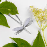 Dragonfly Necklace in Silver and Blue Lace Agate