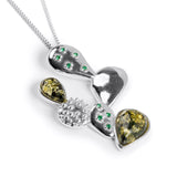 Cactus Necklace in Silver and Green Amber