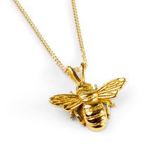 Cute Honey Bee Necklace in Silver with 24ct Gold
