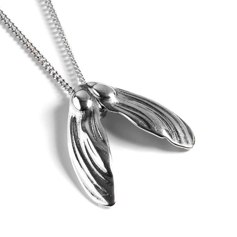 Sycamore Seeds Necklace in Silver