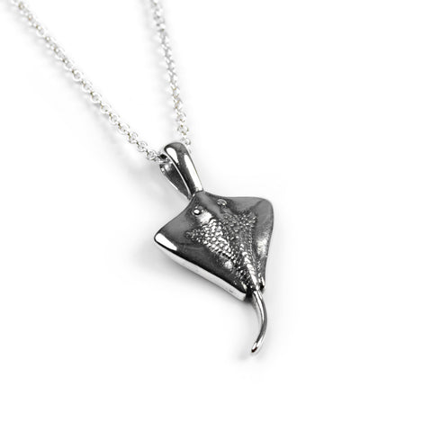 Miniature Manta Ray / Stingray Necklace in Silver