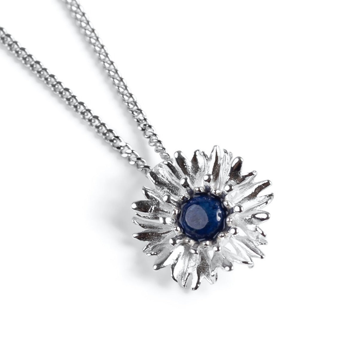 Cornflower Necklace in Silver with 24ct Gold and Lapis Lazuli