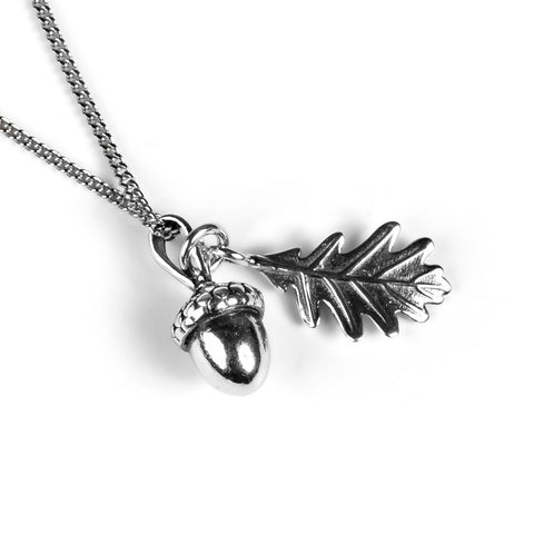 Acorn and Oak Leaf Necklace in Silver
