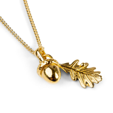 Acorn and Oak Leaf Necklace in Silver with 24ct Gold
