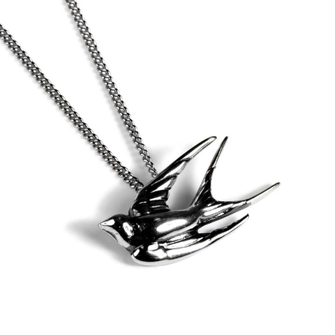 Miniature Swallow Necklace in Silver