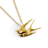Miniature Swallow Necklace in Silver with 24ct Gold