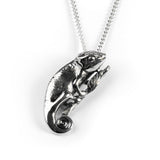 Climbing Chameleon Necklace in Silver