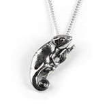 Climbing Chameleon Necklace in Silver with 24ct Gold
