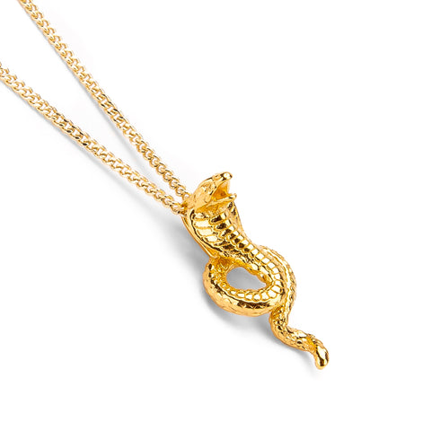 Cobra Snake Necklace in Silver with 24ct Gold