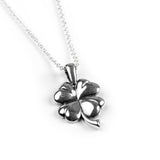 Lucky Four Leaf Clover Necklace in Silver with 24ct Gold