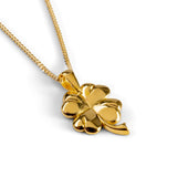 Lucky Four Leaf Clover Necklace in Silver with 24ct Gold