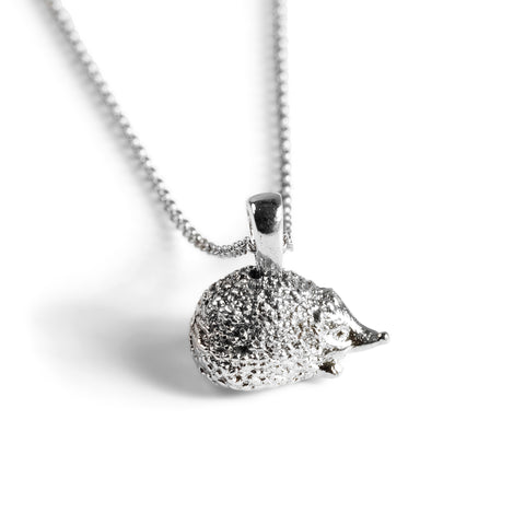 Cute Miniature Hedgehog Necklace in Silver