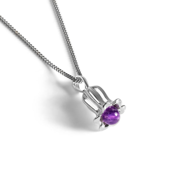 Bluebell Flower Necklace in Silver and Amethyst