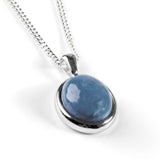 Classic Oval Necklace in Silver and Blue Opal