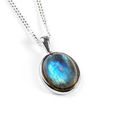 Classic Oval Necklace in Silver and Labradorite