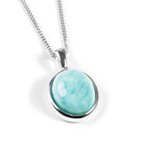 Classic Oval Necklace in Silver and Larimar