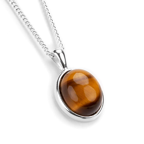 Classic Oval Necklace in Silver and Tiger's Eye
