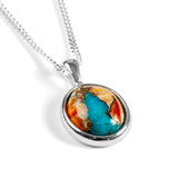 Classic Oval Necklace in Silver and Oyster Copper Turquoise
