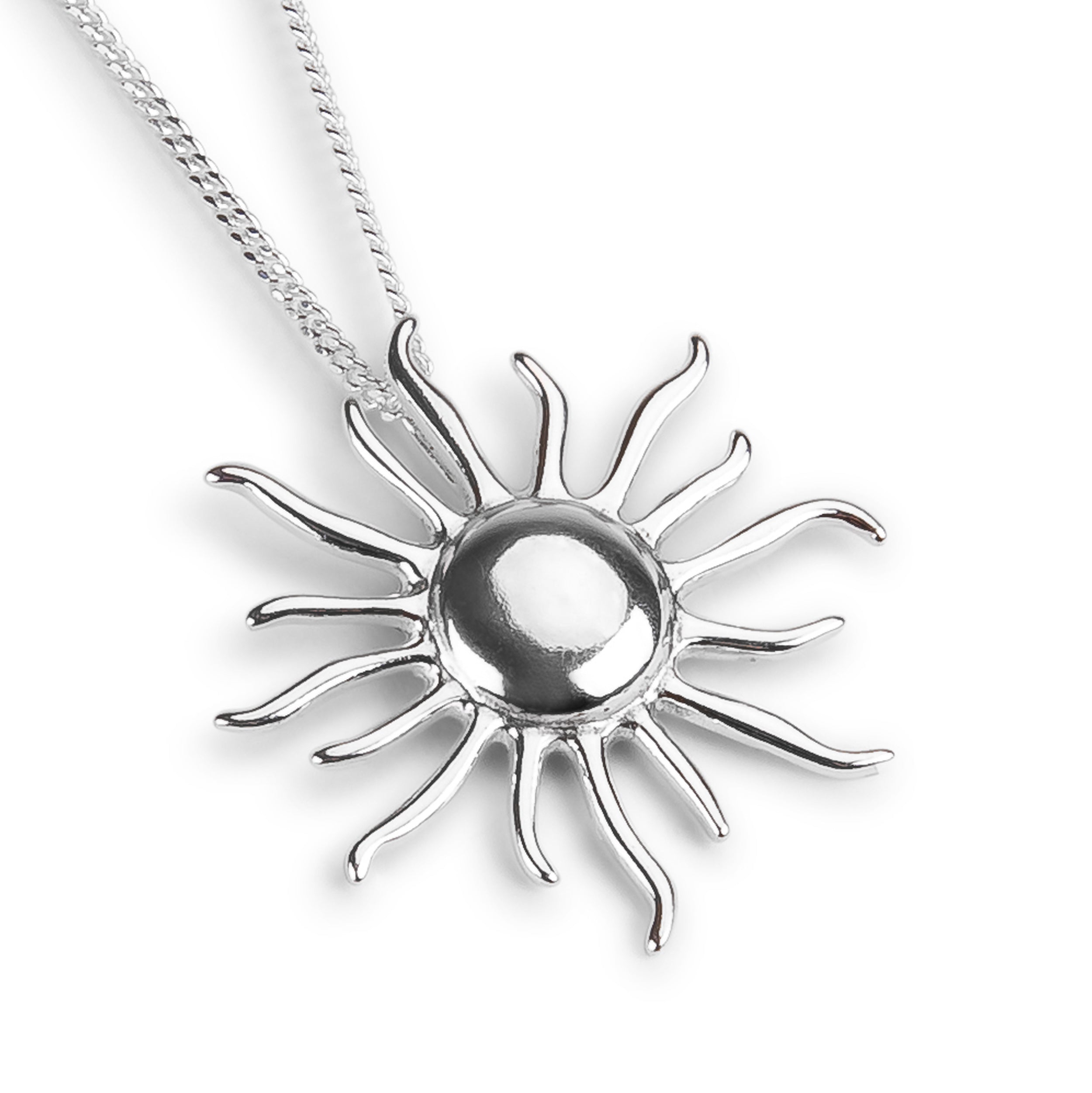 Vintage Sterling Silver 925 SUN Diamond Heart Pendant Necklace 18
