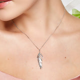 Areca Palm Leaf Necklace in Silver