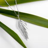 Areca Palm Leaf Necklace in Silver
