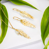 Areca Palm Leaf Necklace in Silver with 24ct Gold